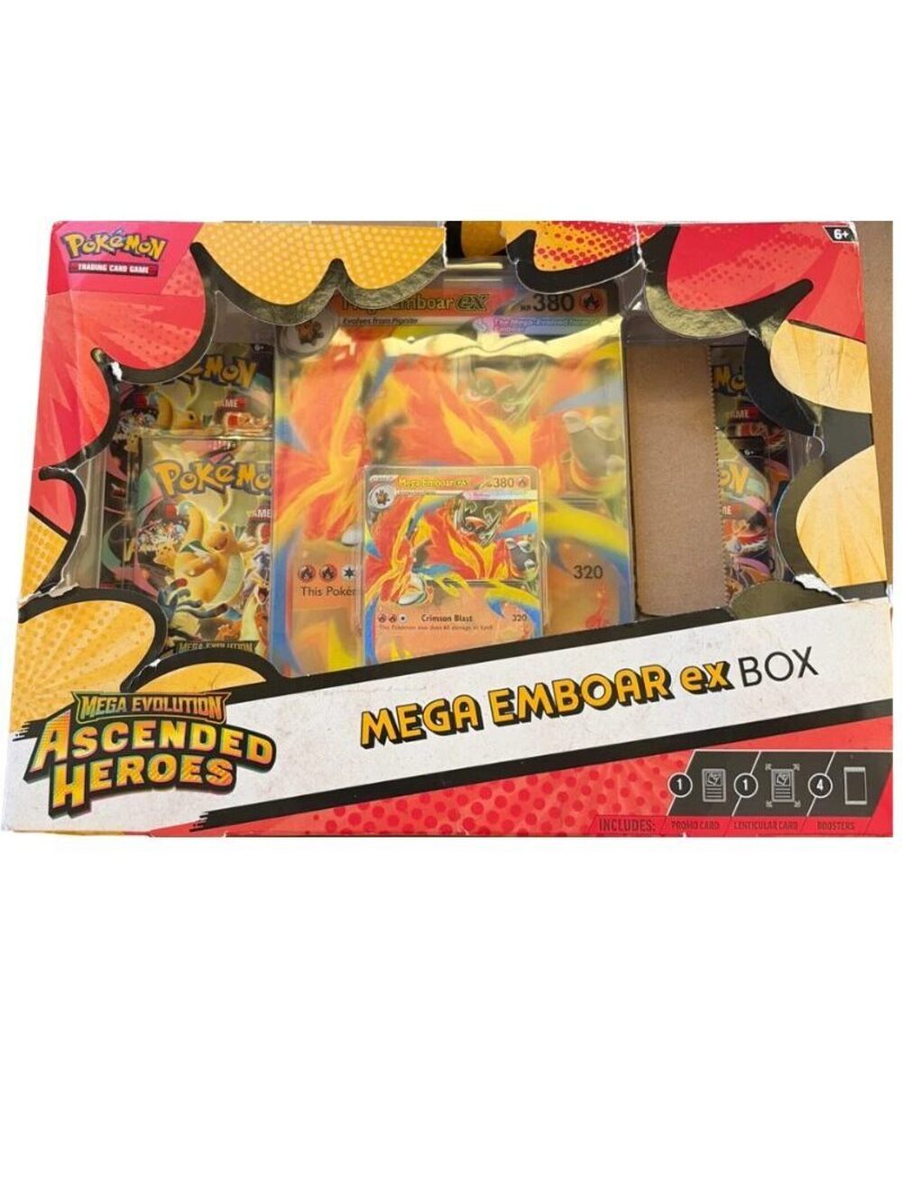 Pokemon Mega Evolution Ascended Heroes Mega Emboar ex Box Damaged Package
